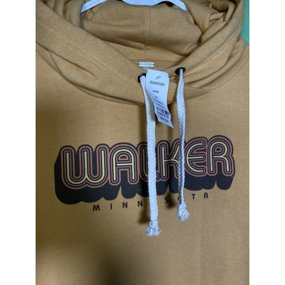 Techstyles Walker Minnesota Size L Women Yellow Soft Retro Hippie Hoodie Sweater - Picture 3 of 9